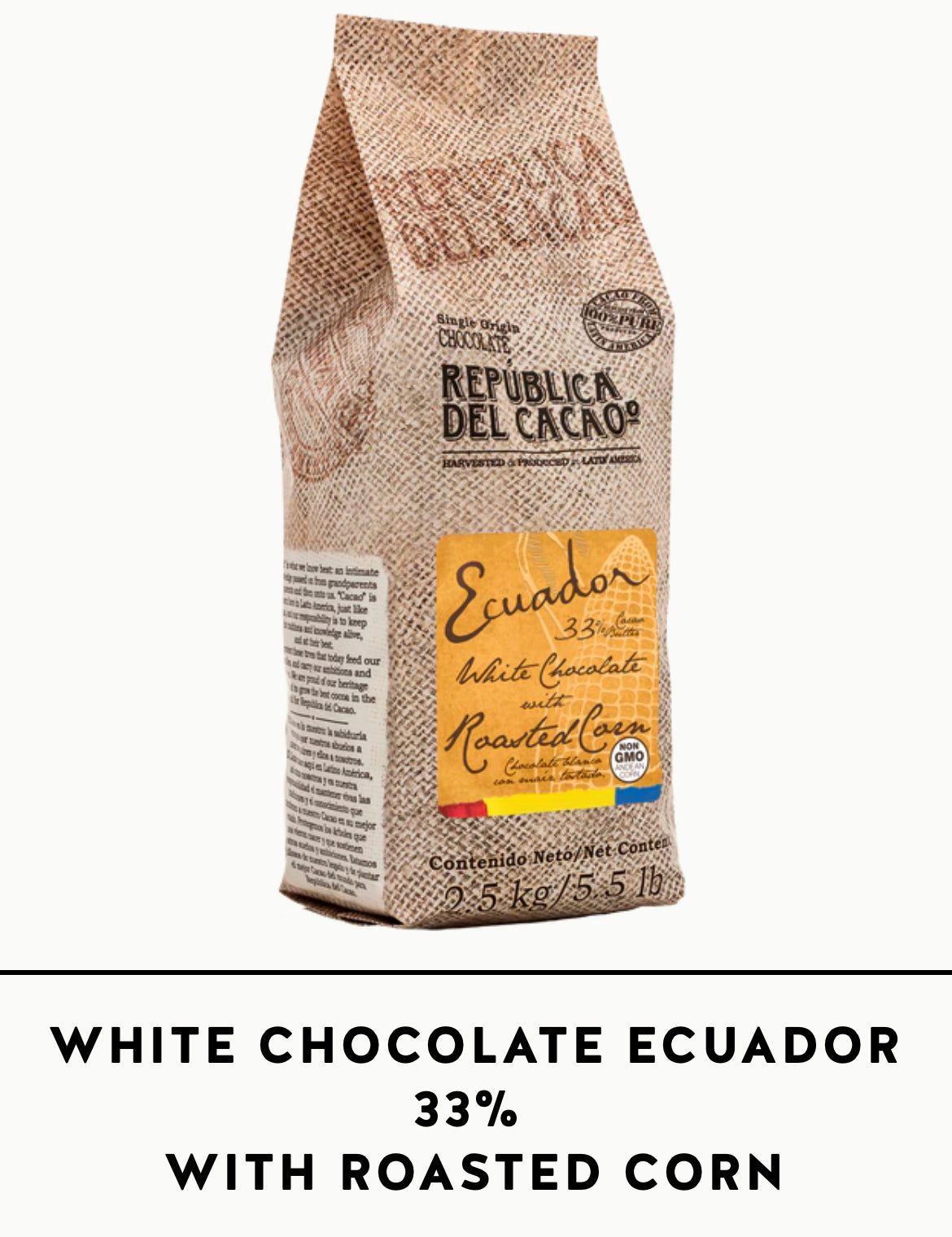WHITE CHOCOLATE ECUADOR 33% WITH ROASTED CORN